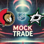 Ottawa Senators and Dallas Stars logo side-by-side with the words mock trade below the logos