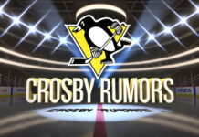 Pittsburgh Penguins logo with the words Crosby Rumors below the logo