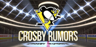 Pittsburgh Penguins logo with the words Crosby Rumors below the logo