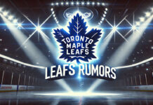 Toronto Maple Leafs logo with the words Leafs rumors below the logo