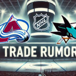 Could Mackenzie Blackwood Be the Answer to Colorado’s Goaltending Woes? Colorado Avalanche and San Jose SHarks logos side-by-side with the words NHL trade rumors below the lgos