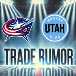 NHL Rumors: Utah Hockey Club Targets Blue Jackets’ Ivan Provorov Columbus Blue Jackets and Utah Hockey Club logos with the words NHL trade rumors below the logos.