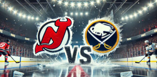 Devils Look to Spoil the Sabres’ European Vacation in NHL Season Opener New Jersey Devils and Buffalo Sabres logos side-by-side.