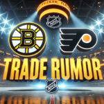 Jeremy Swayman Trade Rumors: Could Philly Be the Perfect Landing Spot? Philadelphia Flyers and Boston Bruins logos side-by-side with the words NHL trade rumors below the logos