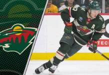 Kirill Kaprizov celebrates a goal with Minnesota Wild teammates