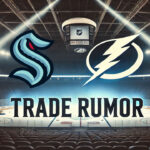 Yanni Gourde Trade Rumors Swirl: Could He Be Headed Back to Tampa Bay? Seattle Kraken and Tampa Bay Lightning logos side-by-side with the words NHL trade rumors below the logos