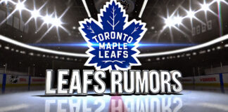 Toronto Maple Leafs logo with the words Leafs rumors below the logo