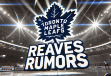 Toronto Maple Leafs logo with the words Ryan Reaves rumors below the logo