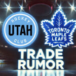 Will the Utah Hockey Club make a move for Timothy Liljegren? Utah Hockey Club and Toronto Maple Leafs logos side-by-side with the words NHL trade rumors below the text