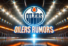 Edmonton Oilers logo with the words Oilers rumors below the logo. Will Ville Husso become an Edmonton Oiler?