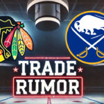 Chicago Blackhawks Target Dylan Cozens in Trade Rumor | NHL Trade News Chicago Blackhawks and Buffalo Sabres logos side-by-side with the words NHL trade rumors below the logos