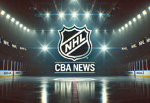 NHL players on the ice discussing potential shorter contract lengths from 8 to 5 years