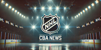 NHL players on the ice discussing potential shorter contract lengths from 8 to 5 years