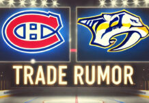 Mike Matheson rumors with Montreal Canadiens and Nashville Predators logo