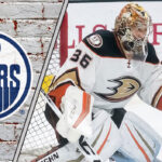 John Gibson in net. He is currently linked to the Edmonton Oilers in the latest NHL trade rumors.