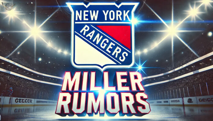 Why K'Andre Miller Might Be a Trade Piece for the Rangers in 2025 New York Rangers logo with the words K'Andre Miller rumors below the logo