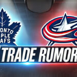 Toronto Maple Leafs and Columbus Blue Jackets logos with the words NHL trade rumors below the logos.