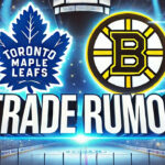 NHL Trade Rumors: Maple Leafs Eyeing Bruins Center Trent Frederic Toronto Maple Leafs logo beside the Boston Bruins logo with the words NHL trade rumors below the logos