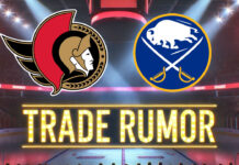 Ottawa Senators and Buffalo Sabres logos side-by-side with the words NHL Rumors below the logo
