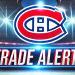 Montreal Canadiens logo with the words trade alert below the logo