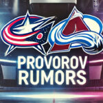 Ivan Provorov linked to the Colorado Avalanche Columbus Blue Jackets and Colorado Avalanche logos side-by-side with the words Provorov rumors below the logos