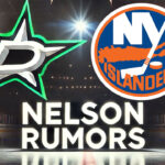 New York Islanders Rumors: Brock Nelson to the Dallas Stars? Dallas Stars and New York Islanders logos side-byside with the words Nelson rumors below the logos