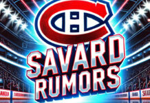 Montreal Canadiens logo with the words Savard Rumors below the logo