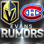 Jake Evans Trade Rumors Swirling: Could the Canadiens Center Be Headed to Vegas? Vegas Golden Knights Logos and Montreal Canadiens logo side-by-side with the words Jake Evans rumors below the logos