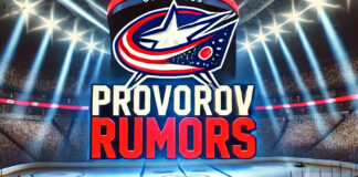 Columbus Blue Jackets logo with the words Provorov rumors below the logo
