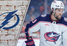 Ivan Provorov in Columbus Blue Jackets uniform. Will he be traded to the Tampa Bay Lightning?
