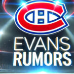 Jake Evans Trade Rumors Heat Up: Is This the End of His Time in Montreal? Montreal Canadiens logo with the words Evans rumors below the logo
