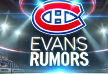 Montreal Canadiens logo with the words Evans rumors below the logo