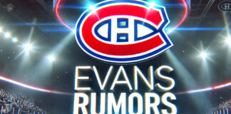 Montreal Canadiens logo with the words Evans rumors below the logo