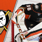 John Gibson of the Anaheim Ducks making a save. Will he be traded to the Colorado Avalanche?