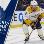 Luke Schenn in his Nashville Predators jersey. Will he be traded to the Toronto Maple Leafs?