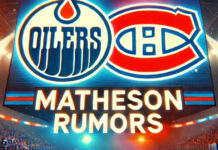 Edmonton Oilers and Montreal Canadiens logos with the words Matheson Rumors below the logos