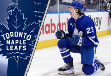Toronto Maple Leafs forward Matthew Knies in action during an NHL game.
