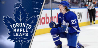 Toronto Maple Leafs forward Matthew Knies in action during an NHL game.