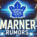 Toronto Maple Leafs logo with the words Mitch Marner rumors below the logo