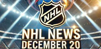 NHL logo with the words NHL news December 20 below the logo