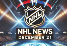 NHL logo with the words NHL news December 21 below the logo