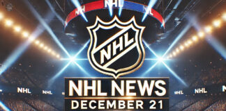 NHL logo with the words NHL news December 21 below the logo