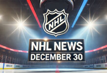 NHL logo with the words NHL news December 30 below the logo