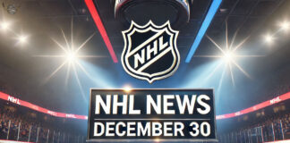 NHL logo with the words NHL news December 30 below the logo