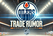 dmonton Oilers logo with the words NHL trade rumors below the logos
