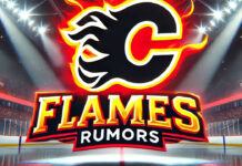 Calgary Flames logo with the words Flames rumors below the logo