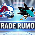 Casey Mittelstadt Trade Rumors: Colorado Avalanche Forward on the Block Colorado Avalanche and San Jose Sharks logos with the words NHL trade rumors below the logos