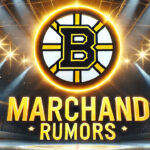 Boston Bruins logo with the words Marchand rumors below the logo