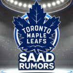 Toronto Maple Leafs logo with the words Saad rumors below the logo
