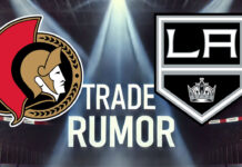 Ottawa Senators and LA Kings logo with the words trade rumor between the logos